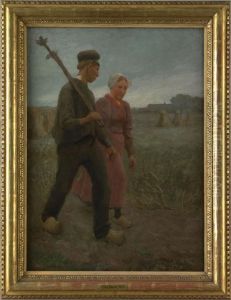 Young Dutch Couple Walking Through A Field