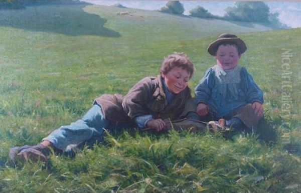 Two Boys With A Snail - view 1
