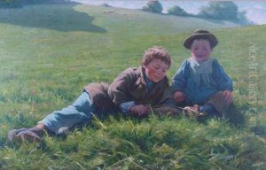 Two Boys With A Snail