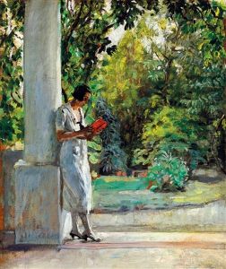 Young Woman Reading On The Verandah (szolnok) by Tibor Polya