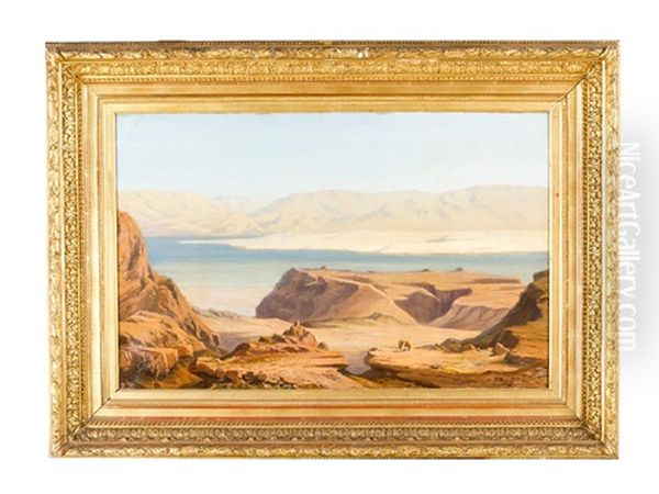 View Of The Dead Sea With Two Beduins, Mount Masada And The Judean Desert - view 1
