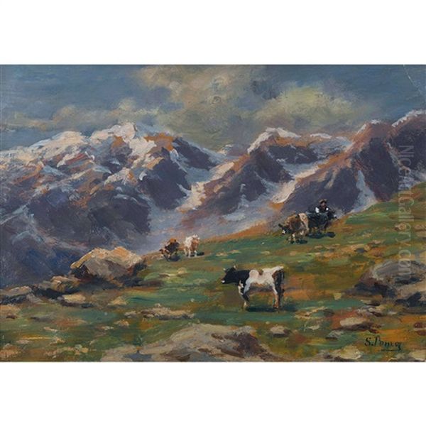 Weidende Kuhe Auf Der Alp - view 1