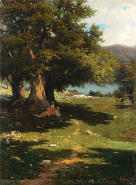 Figures In The Shade Of A Tree - view 1