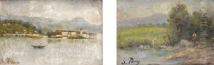 Paesaggio Lacustre (+ Contadina Sull'argine Del Fiume; Pair)