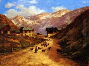 Paesaggio Montano Con Armenti by Silvio Poma