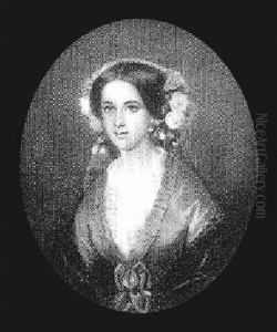 A Portriat Of J. Berville Wearing Black Lace Trimmed Shawl, And A Green Dress With White Lace Underslip by Pierre Paul Emmenuel de Pommayrac