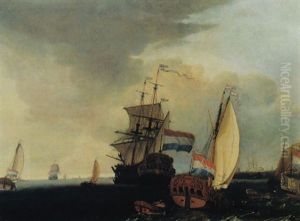 Marine Aux Abords D'une Ville Hollandaise by Gerrit Pompe