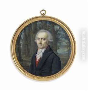 Sigismond Wolfgang Aloyse Moreau (1746-1825), In Blue Coat, Red Waistcoat And Lace Cravat, Powdered Hair; Forest Background