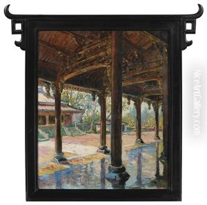 Interior Yard Scene At The Imperial City Of Hue by Antoine Ponchin