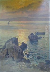 Paysage Au Soleil Couchant by Antoine Ponchin