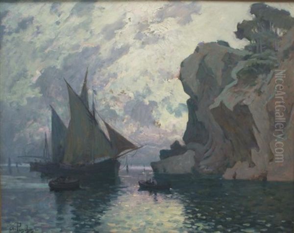 Bateau Dans La Calanque Le Soir - view 1