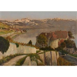 Au Bord Du Lac Leman by Albert Antoine Ponci