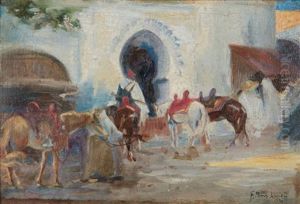 Halte A L'entree D'une Ville A Break Near The Entrance Of A Town by Francisco Pons Arnau