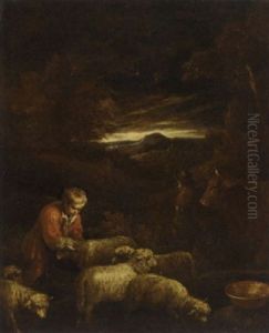 A Wooded Landscape With A Shepherd And His Flock by Francesco da Ponte Bassano