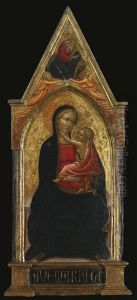 Madonna And Child Enthroned, God The Father With Two Angels Above by Giovanni dal Ponte