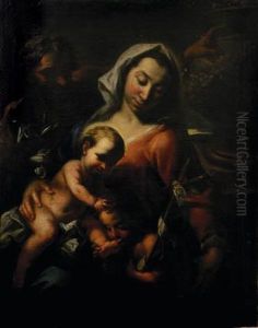 The Holy Family With Saint John The Baptist by Peter Brandl