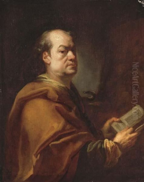 Portrait Of An Artist In Front Of His Easel, Holding A Book - view 1