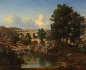 Baigneurs Au Pied Du Pont Du Gard