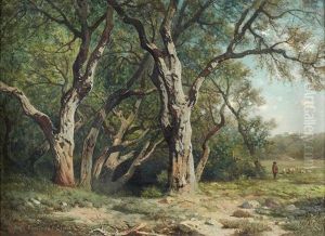 Chenes-lieges Pres D"hyeres by Antoine Claude Ponthus-Cinier