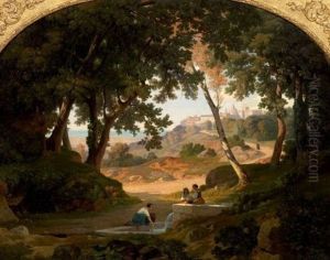 Italiennes S'abreuvant A Une Fontaine by Antoine Claude Ponthus-Cinier