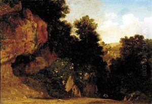 Cliffside Landscape by Antoine Claude Ponthus-Cinier