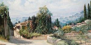 Tuscan Landscape With Cypress Trees