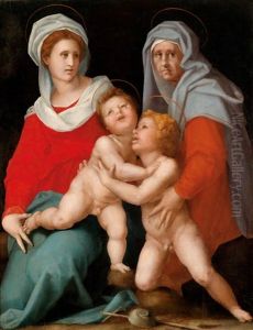 Madonna Mit Kind, Der Heiligen Elisabeth Und Dem Johannesknaben (collaboration With Workshop)