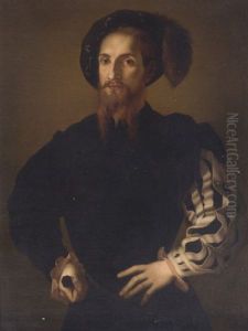 Portrait Of A Gentleman In A Plumed Hat, A Sword In His Right Hand