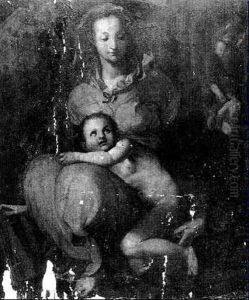 The Madonna And Child With Saint Joseph, The Young Baptist And Other Figures Beyond by (Jacopo Carucci) Pontormo