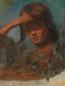 Portrait Eines Jungen Madchens, Die Hand An Die Stirn Gelegt by Raffaello Pontremoli