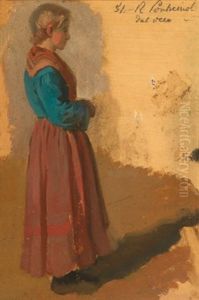 Ganzfigurige Studie Einer Jungen Frau Im Profil by Raffaello Pontremoli