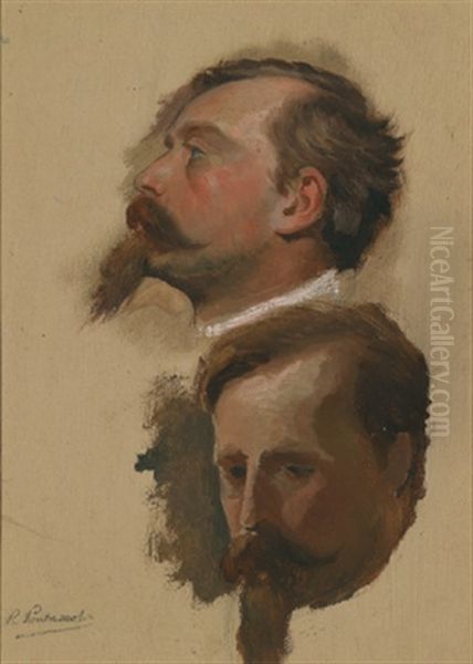 Dreiviertelportrait Und Profilstudie Eines Mannes Mit Spitzbart - view 1