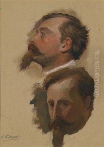 Dreiviertelportrait Und Profilstudie Eines Mannes Mit Spitzbart by Raffaello Pontremoli