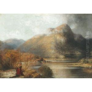 Mother And Child In A Stormy Highland Landscape