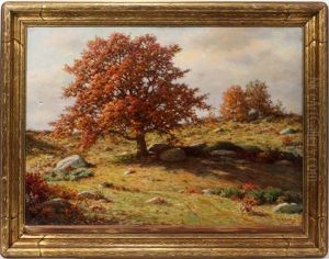Fall Landscape With Low Tree by E.A. Poole