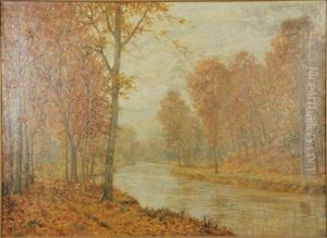 Fall Landscape With Stream by Eugene Alonzo Poole