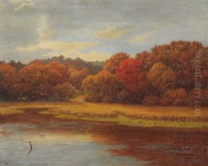 Autumnal Riverside Landscape by Eugene Alonzo Poole
