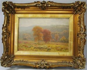 Sheep Out To Pasture, Autumn by Eugene Alonzo Poole