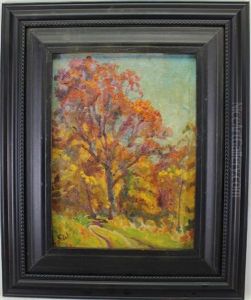 Painting Of Autumnal Trees by Frederic Victor Poole