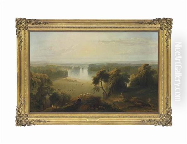 View Of The Thames, From Richmond Hill, Towards Ham - view 1