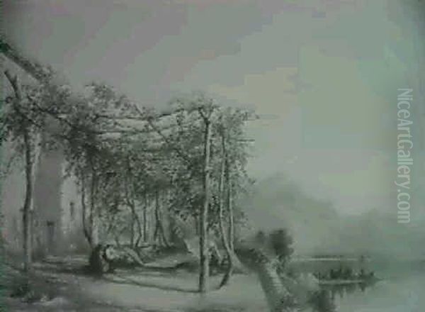 Mending Baskets By A Lake - view 1