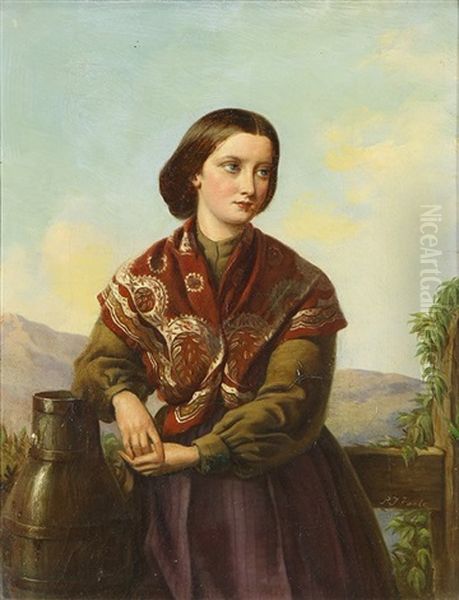 Portrait Of A Woman With A Burgundy Shawl - view 1