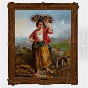 Young Woman Gathering Wood Young Woman Gathering Wood