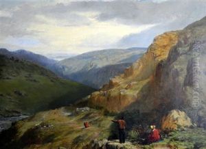 Scottish Mountain Landscape With Figures Scottish Mountain Landscape With Figures