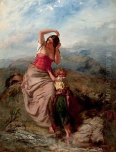 Woman And Child At A Mountain Stream Woman And Child At A Mountain Stream