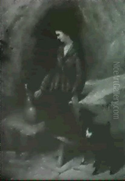 Girl With Water Jug And Goat - view 1