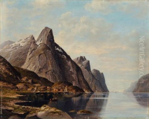 Norwegische Fjordlandschaft Mit Fischerbooten - view 1