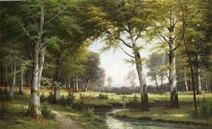 Angler Am Waldbach by Jacobus Johannes Van Poorten