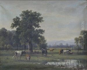 Voralpenlandschaft, Im Vordergrund Weidende Rinder by Jacobus Johannes Van Poorten
