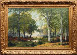 Evening In The Forest by Jacobus Johannes Van Poorten